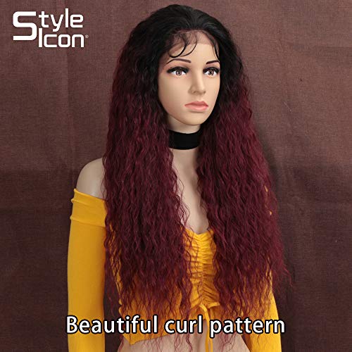 Style Icon Lace Front Wigs Peluca Delantera De Encaje Peluca Sintética Rizada De Encaje De 13x4 Con Pelo De Bebé Peluca Para Mujeres Fibra Resistente Al Calor 28”/71cm