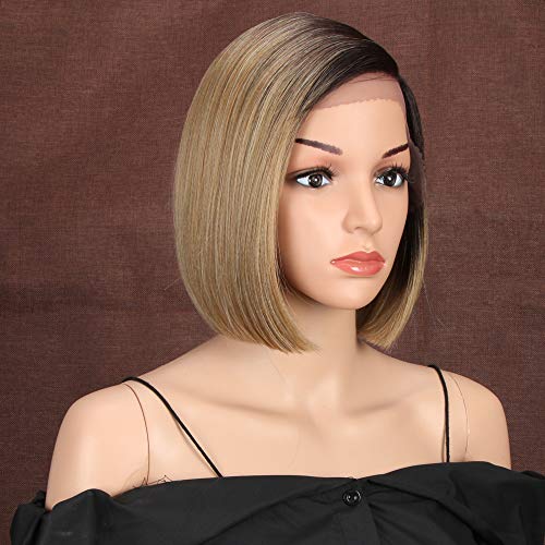 Style Icon Lace Front Wigs Peluca Sintética Bob De Frente De Encaje De 9"/23cm Pelucas Cortas Rectas Naturales De Calidad Para Mujeres Fibra Resistente Al Calor