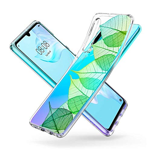 Suhctup Compatible con Huawei P20 Lite 2018/Nova 3E Funda Flor de TPU Transparente Diseño de Flores Patrón Cárcasa Ultra Fina Suave con Dibujos Claro Silicona Antigolpes Proteccion Caso（A14）