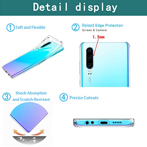 Suhctup Compatible con Huawei P20 Lite 2018/Nova 3E Funda Flor de TPU Transparente Diseño de Flores Patrón Cárcasa Ultra Fina Suave con Dibujos Claro Silicona Antigolpes Proteccion Caso（A14）