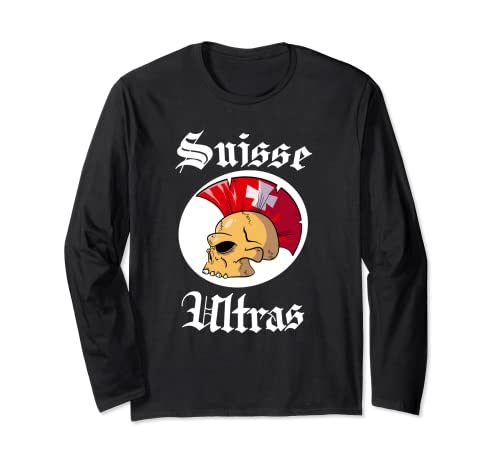 Suisse Ultras Mohawk Skull Swiss Sport Supporter Switzerland Manga Larga