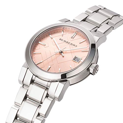 Suiza Rara Plata Rosa Fecha Dial 34mm Mujeres Acero Inoxidable Reloj De Pulsera La Ciudad BU9124