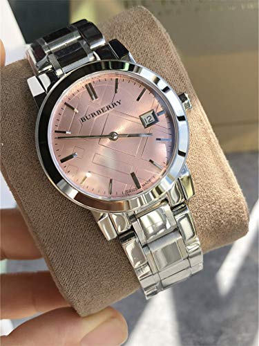 Suiza Rara Plata Rosa Fecha Dial 34mm Mujeres Acero Inoxidable Reloj De Pulsera La Ciudad BU9124