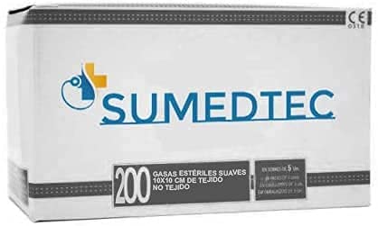 SUMEDTEC - 200 x Gasas estériles Suaves de Tejido no tejido para el cuidado de heridas suministros médicos de primeros auxilios 200 piezas