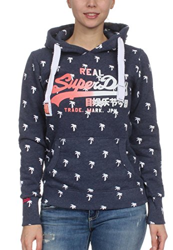 Superdry Vintage Logo Ditsy Aop Hood, Sudadera para Mujer, Azul (Princeton Blue Marl), 42 (Talla del fabricante: S)