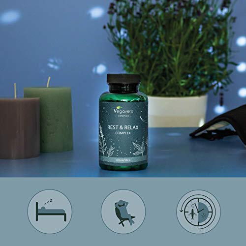 Suplemento Para Insomnio Vegavero® | Sin Aditivos | Con Melatonina + Valeriana + Pasiflora + Lavanda & Bacopa Monnieri | 120 Cápsulas | Ayuda para Dormir & Trastornos del Sueño