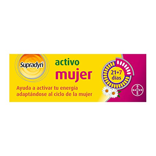 Supradyn Activo Mujer Multivitaminas con Vitaminas, Minerales, Coenzima Q10 y Manzanilla, una Ayuda de Energía y Vitalidad durante el Ciclo de la Mujer, Sin Gluten y Lactosa, 21 + 7 Comprimidos