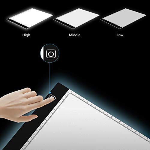 Suranew Mesa de Luz para Calcar, LED Tableta de Luz Dibujo A4 de Iluminación de la Caja de Alimentación Micro USB Ideal para Animacion Tatoo Dibuja