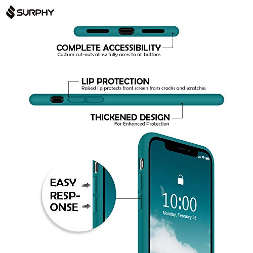 SURPHY Funda para iPhone X iPhone XS Silicona Case, Carcasa iPhone X iPhone XS Case, Fundas Silicona Líquida Protección con Forro de Microfibra, Compatible con iPhone X iPhone XS 5.8",Verde Azulado