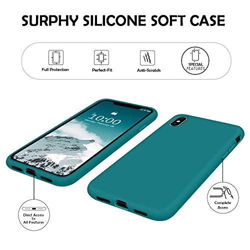 SURPHY Funda para iPhone X iPhone XS Silicona Case, Carcasa iPhone X iPhone XS Case, Fundas Silicona Líquida Protección con Forro de Microfibra, Compatible con iPhone X iPhone XS 5.8",Verde Azulado