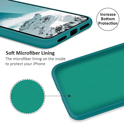 SURPHY Funda para iPhone X iPhone XS Silicona Case, Carcasa iPhone X iPhone XS Case, Fundas Silicona Líquida Protección con Forro de Microfibra, Compatible con iPhone X iPhone XS 5.8",Verde Azulado