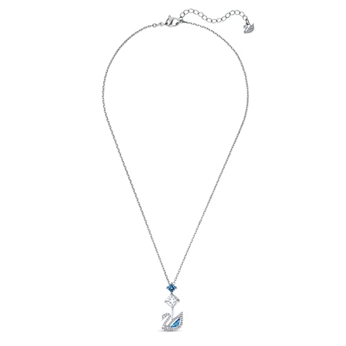 Swarovski Dazzling Swan Collar en Y, Cisne, Azul, Baño de rodio