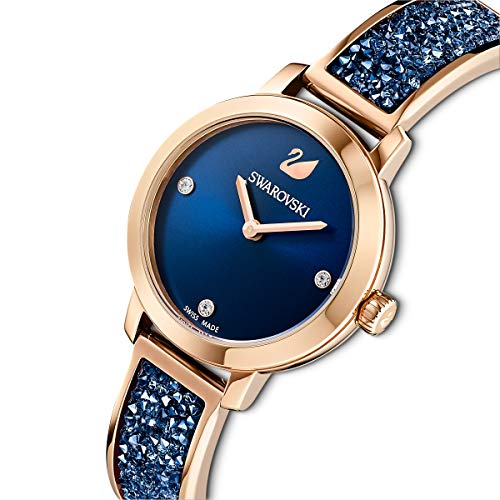 Swarovski Reloj Octea Nova, Correa de piel, negro, PVD en tono Oro Rosa