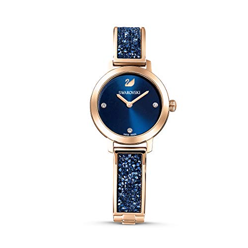 Swarovski Reloj Octea Nova, Correa de piel, negro, PVD en tono Oro Rosa