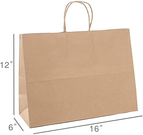 Switory Bolsa de papel Kraft de 25 piezas con asas, bolsa grande de regalo de compras marrón de 40x15x30cm con asas retorcidas para fiesta, embalaje, personalización, transporte, venta al por menor