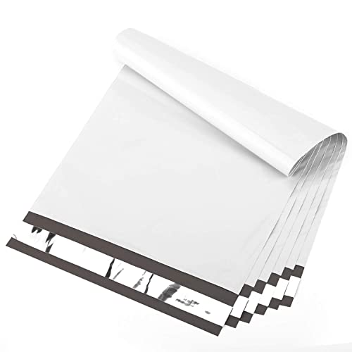 Switory Grandes Poly Mailers 250 x 330 mm 25 paquetes de plástico correo postal bolsas de envío con tira adhesiva fuerte, bolsas de correo impermeables y a prueba de desgarros en blanco