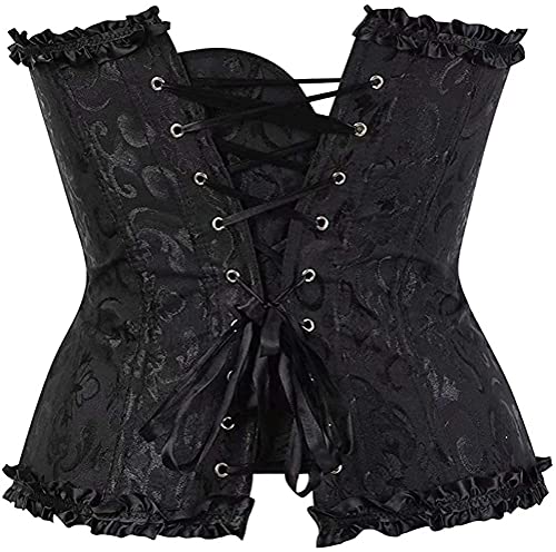 SZIVYSHI Corsé de mujer de pecho completo, gótico, vintage, corset, Negro , XL