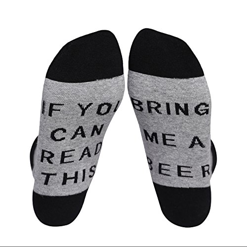 TAGVO Calcetines Bordados con Letras, 2 Pares de Calcetines de algodón cálido de Invierno Calcetines Deportivos con Letras Creativas IF You Can Read This para Mujeres, Hombres Adultos