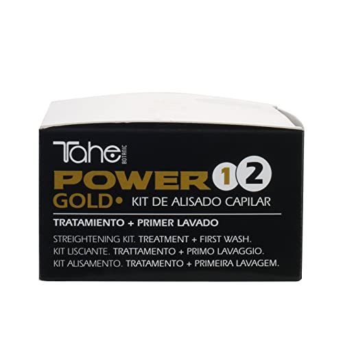 Tahe Power Gold Mask Kit Profesional De Alisado Individual (tratamiento + Primer Lavado) Sistema Anti-frizz, color Blanco, 6 Unidad, 100 ml