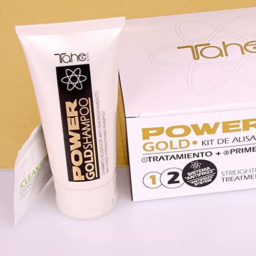 Tahe Power Gold Mask Kit Profesional De Alisado Individual (tratamiento + Primer Lavado) Sistema Anti-frizz, color Blanco, 6 Unidad, 100 ml