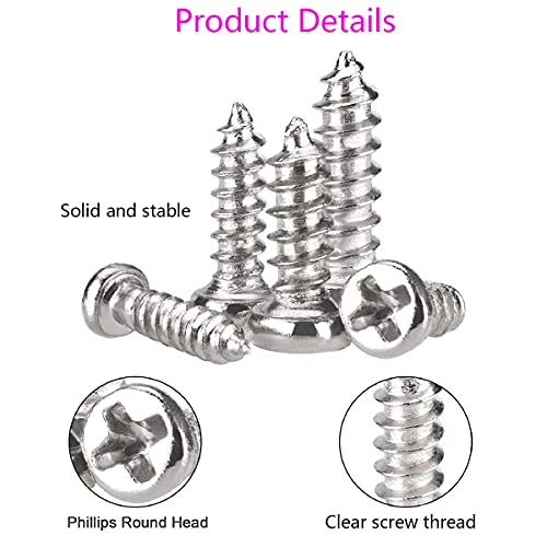 TAIANJI Juego de 1000 mini tornillos autorroscantes pequeños tornillos plateados juego de tornillos M1 M1.2 M1.4 M1.7 para gafas, relojes, teléfonos, cámaras, portátiles, etc.
