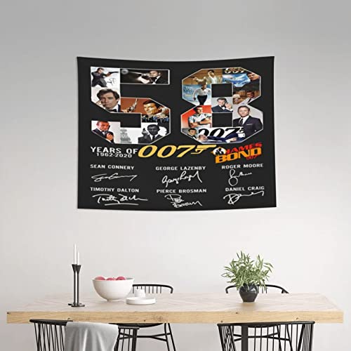 Tapiz de aniversario de 58 años de James Bond Boutique para colgar en la pared, tapiz vintage de pared de micro fibra durazno, decoración del hogar, 29 x 37 pulgadas