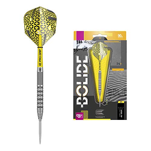 Target Darts Bolide 01 25G 90% Tungsten Swiss Point Steel Tip Darts Set Dardos de Punta de Acero, Amarillo, 25 g