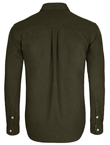 TATT 21 Camisa casual de franela de manga larga con botones y bolsillos para hombre, verde, XXL