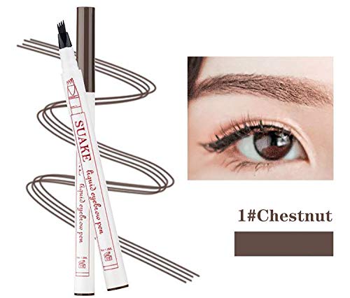 Tattoo Eyebrow Pen, 4 Puntos Microblading Para Cejas, Lápiz Para Cejas, Crea Un Maquillaje Profesional Duradero, Cejas Impermeables De Aspecto Natural (1#Castaño)