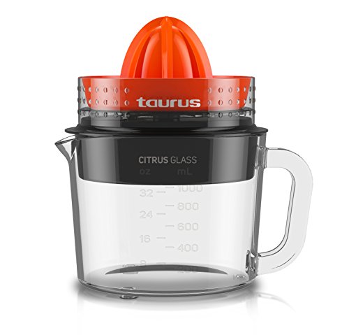 Taurus Citrus Glass Exprimidor, Rotación de Doble Sentido, 30 W, 1 Liter, 0 Decibelios, Plástico, Multicolor