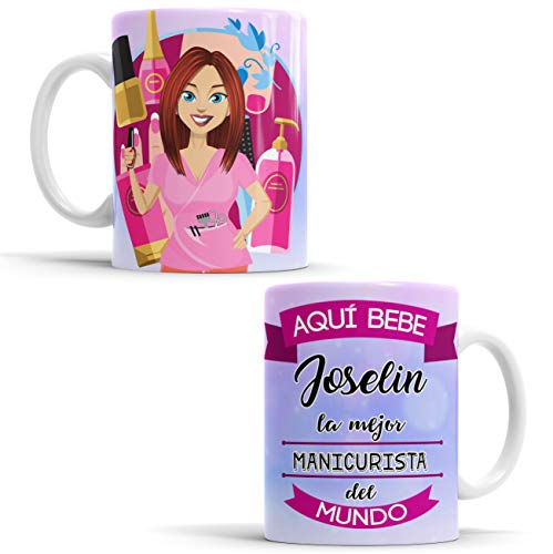 Taza Aquí Bebe la Mejor Manicurista del Mundo/Taza aqui Bebe una Super Manicurista/Taza Personalizada con Nombre/Taza Regalo Original para Manicurista (Manicurista)