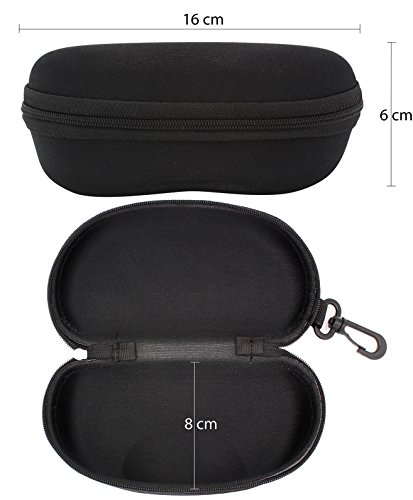 TBOC Funda Rígida Gafas de Sol – Estuche Negro Ligero con Cremallera para Cinturón Bolso Mochila y Coche para Guardar tus Gafas de Ver Lectura Natación Grandes y Pequeñas para Hombre Mujer y Niño