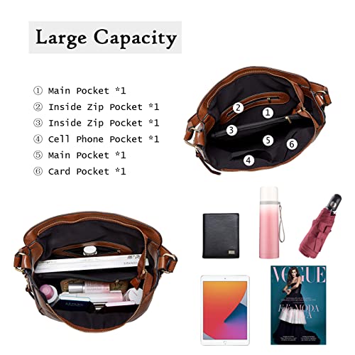 TcIFE Mujer Bolsos Hobo Bolsas Bandolera Tote Vintage Sintetico Moda Cuero Clásico ligero gran capacidad con Asa Casual Retro