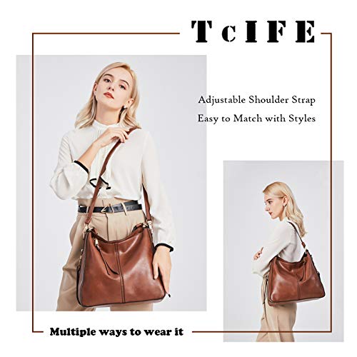 TcIFE Mujer Bolsos Hobo Bolsas Bandolera Tote Vintage Sintetico Moda Cuero Clásico ligero gran capacidad con Asa Casual Retro