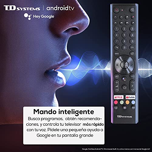 TD Systems - Smart TV Hey Google Official Assistant - Televisores 40 Pulgadas, Control por Voz, Chromecast, 3X HDMI, 2X USB. 3 años de garantía - K40DLX15GLE Modelo 2022