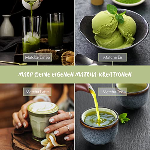 Té Matcha Kit de batidor y cuchara - Juego de batidor (Chasen) de bambú hecho a mano con cuchara (Chashaku) para la preparación del té tradicional japoné