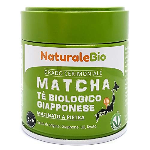 Té Verde Matcha Orgánico Ceremonial En Polvo. Biológico Japonés De 1 Grado. Matcha Bio Grado Ceremonia. Ecológico Producido En Japón, Uji, Kyoto. Para Beber, En a Cocina Y Con Latte. Lata De 30g