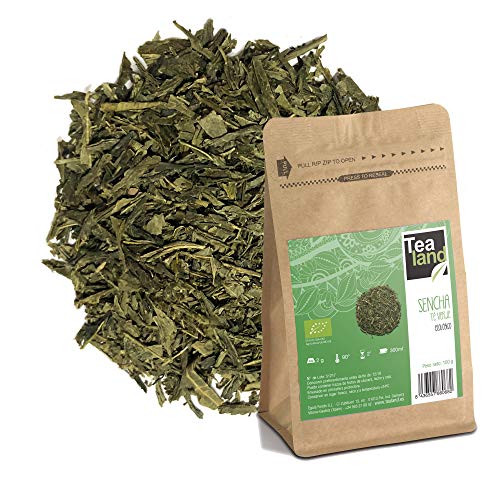 Tealand | Te Verde Sencha Orgánico | Hojas Sueltas, 100g | Te Ecologico y Natural | Aroma fresco, suave y ligero | Te verde Detox, diurético