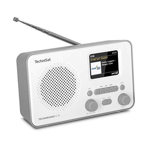 TechniSat TECHNIRADIO 6 IR - Radio por Internet portátil (Dab+, FM, Wi-Fi, Bluetooth, Pantalla a Color, Despertador, Control por aplicación, Memoria Favorita, 3 W RMS), Color Gris y Blanco