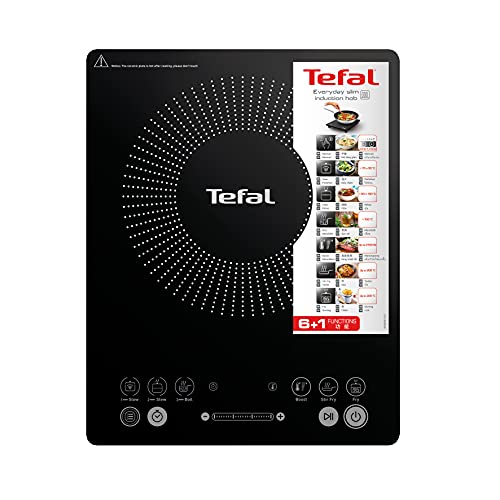 Tefal Everyday Slim - Placa de inducción portatil, 6 modos automáticos, 1 control manual, 240 C, hasta 2100 W, color negro