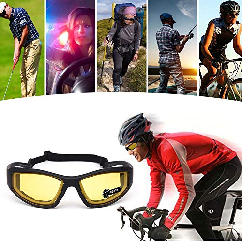 TERAISE Gafas de montar de la motocicleta gafas de esquí de seguridad UV400 ajustable gafas de sol a prueba de polvo a prueba de viento antiniebla para varios deportes al aire libre (Yellow)
