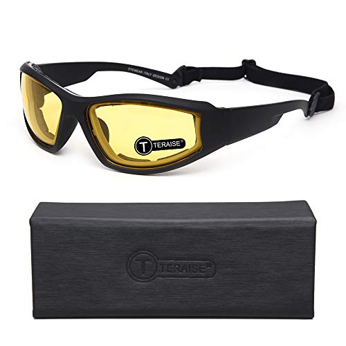 TERAISE Gafas de montar de la motocicleta gafas de esquí de seguridad UV400 ajustable gafas de sol a prueba de polvo a prueba de viento antiniebla para varios deportes al aire libre (Yellow)
