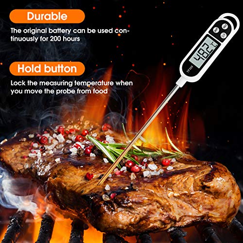 Termómetro Digital de Cocina con 5.9'' Sonda Larga, Termometro de Cocina Lectura Instantánea, Termometro Alimentos para Carne Barbacoa Comida Liquidos Aceite