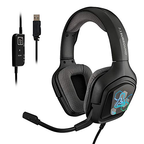 THE G-LAB Korp COBALT 7.1 - Auriculares Gaming con Sonido 7.1 Surround - Auriculares Gaming Audio, Retroiluminación RGB, Micrófono Flexible, Livianos y Cómodos, PC, PS4, PS5 (Negro)