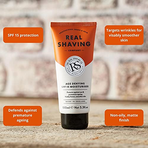 The Real Shaving Company Crema hidratante con FPS 15 antienvejecimiento: protege contra el sol y el envejecimiento prematuro, piel visiblemente más firme y suave 1 x 100 ml