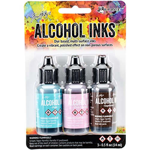 Tim Holtz Alcohol Ink .5oz 3/Pkg-Retro Cafe-Pool/Pink Sherbert/Espresso