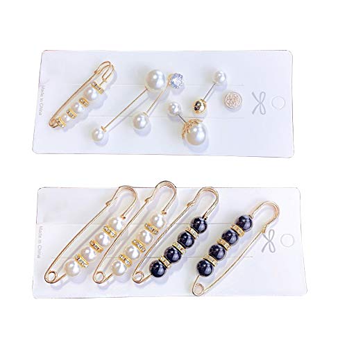 Tingz 10 Piezas Lady Perla Broches Perla Pin de Mujeres Clips Pin de seguridad de perlas Clips de Chal Suéter, Imperdibles Broches de Mujeres Clips Grandes para Ropa Faldas Fiesta la Vida Diaria