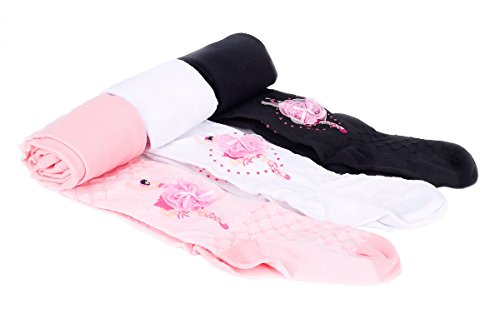 TININNA Pantalones elásticos,3 Pares Ballet Girl Patrón Caliente del Invierno de los Calcetines Largos de Las Polainas del algodón Rich Pantalones de Las Medias Pantimedias para niños bebés-M