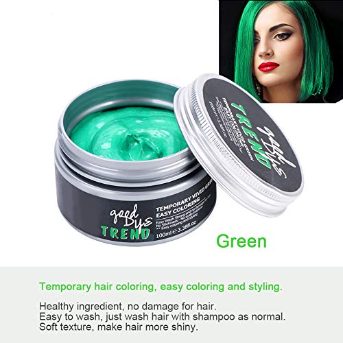 Tinte de cera para el cabello, color temporal para el cabello, cuidado del cabello, hidratante, saludable, para peinar, tinte para el cabello, crema para teñir el cabello con barro de cer(Verde)