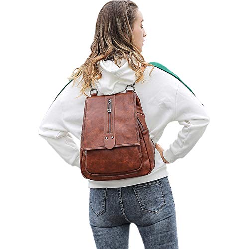 Tisdaini Bolsos mochila mujer moda casual marca colegio viaje escolares Bolsos bandolera ES899 Marrón